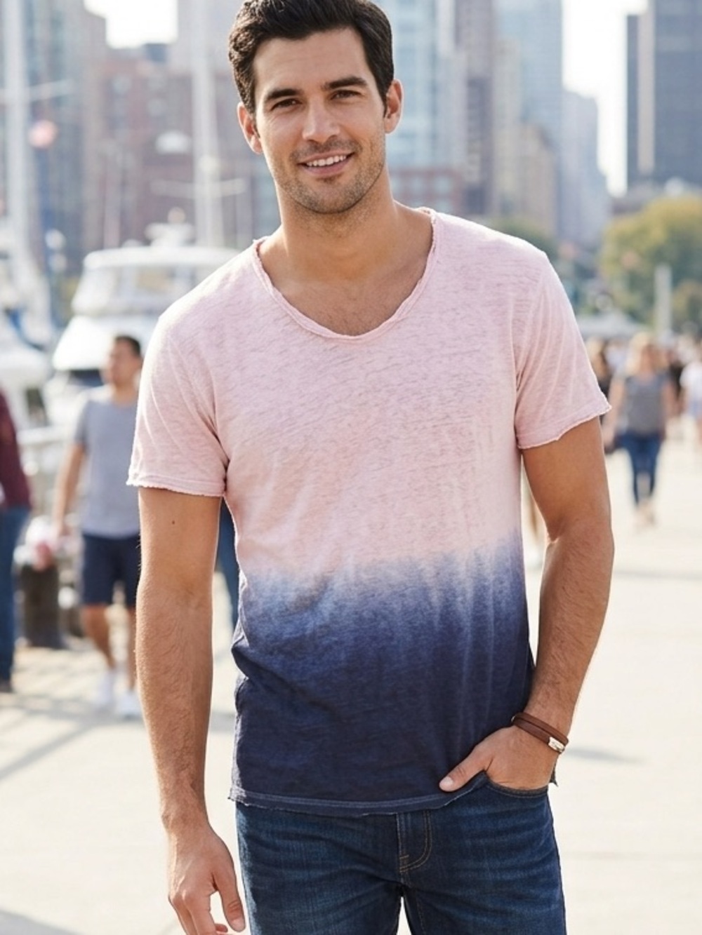 ZADIG & VOLTAIRE Linen Navy Ombre Tee (M7)